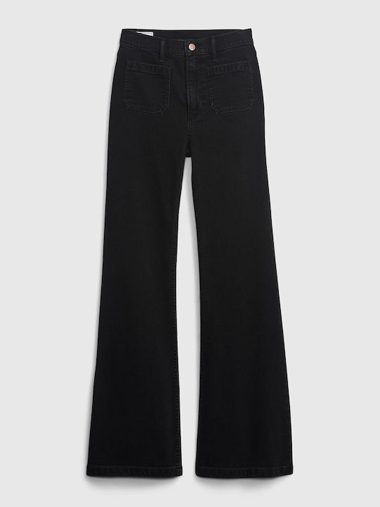 '70s Ψηλόμεσο Γυναικείο Jean Παντελόνι Καμπάνα basic black