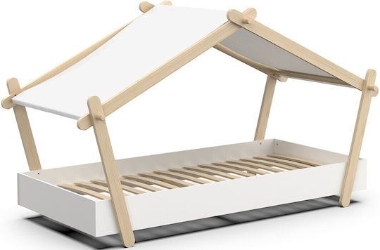 Lodge Kinderbett Einzeln Weiß für Matratze 90x200cm