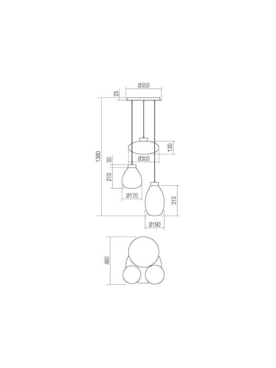 Redo Group Pendant Light Three-Light for Socket E27