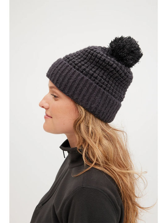 Beanie Γυναικείος Σκούφος Πλεκτός σε Μαύρο χρώμα
