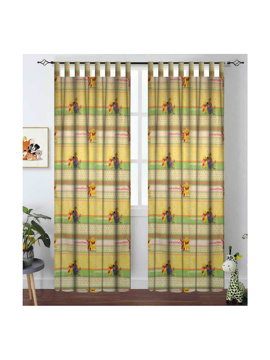 Disney Παιδική Κουρτίνα Winnie Honeyday με Τιράντες Κίτρινη 140x290εκ.