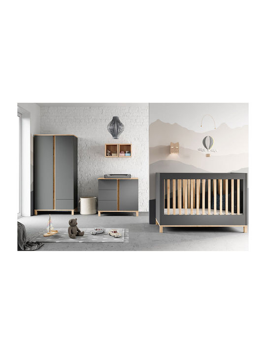 Altitude Baby Dresser with 3 Drawers Gray 53x15x90cm