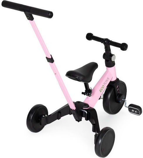Ecotoys Push Tricycle with Parental Handle for 3-5 Years Pink