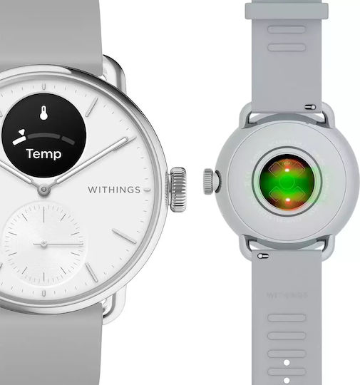 Withings ScanWatch 2 Stainless Steel 38mm Waterproof with Heart Rate Monitor (Pearl White)