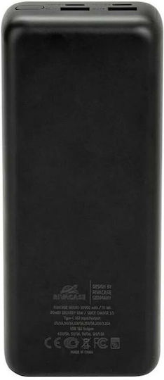 Rivacase VA1080 Power Bank 30000mAh 65W Cu Port USB-A Și Port USB-C Power Delivery / Încărcare Rapidă Negru