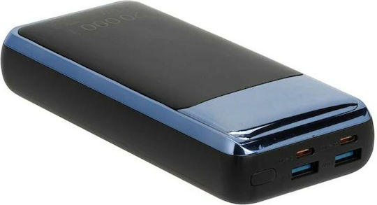 Rivacase VA1075 Външна Батерия 20000mAh 45W с 2 USB-A Изходни Порта и 2 USB-C Изходни Порта Бързо Зареждане Черна
