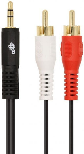 TB Touch Καλώδιο Ήχου 3.5mm male - 2x RCA male Μαύρο 15m AKTBXAJ2RCA150B