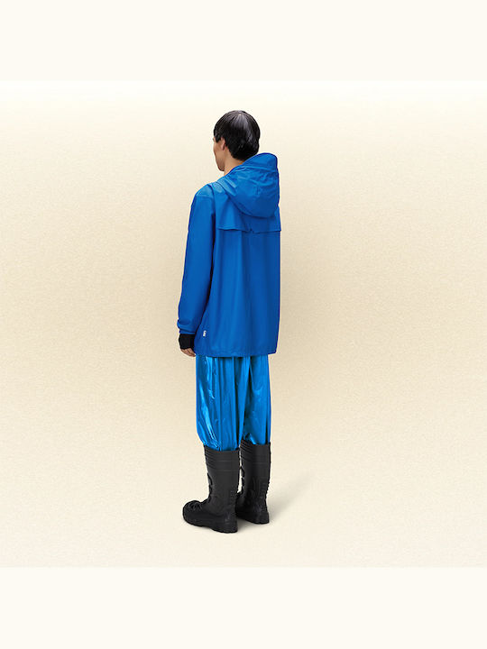 Rains Women's Short Puffer Jacket Waterproof for Winter with Hood Navy Blue