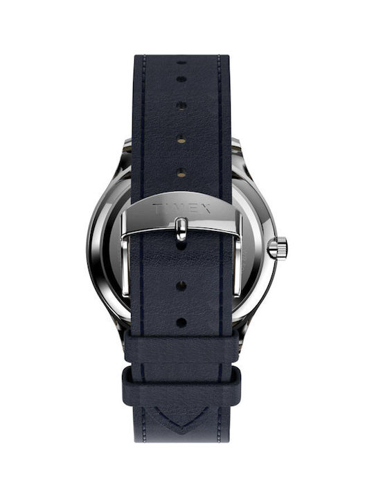 Timex Easy Reader Watch Battery with Blue Leather Strap