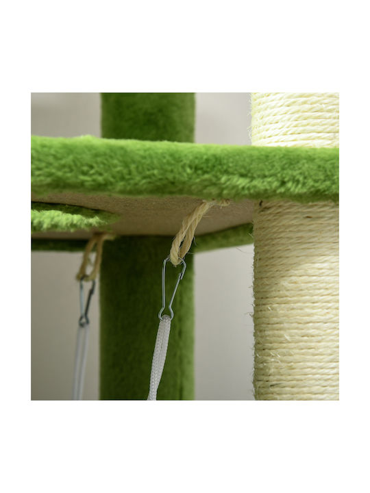 Pawhut Cats Scratching Post Cat Trees Green 49x49x142cm