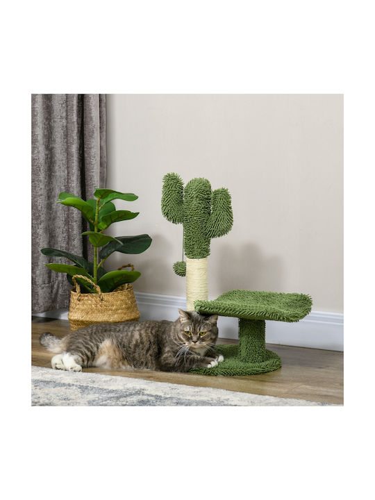 Pawhut Pisică Stâlp pentru zgâriat pisici Verde 35x31x55.5cm