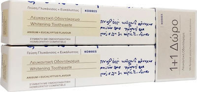 Korres Whitening Οδοντόκρεμα για Λεύκανση Γλυκάνισος & Ευκάλυπτος 2x75ml