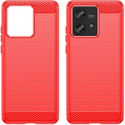 Carbon Fiber Back Cover Σιλικόνης Κόκκινο (Motorola Edge 40)