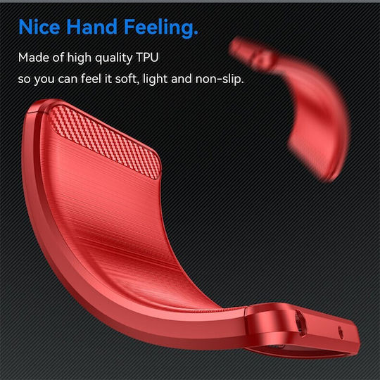 Carbon Fiber Back Cover Σιλικόνης Κόκκινο (Motorola Edge 40)