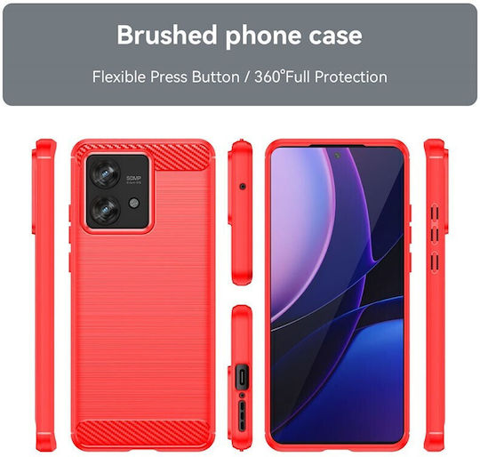 Carbon Fiber Back Cover Σιλικόνης Κόκκινο (Motorola Edge 40)