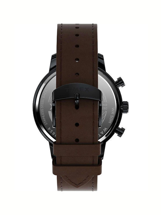Timex Chicago Men's Watch Chronograph Battery with Brown Leather Strap