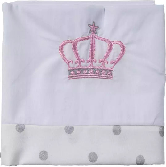 abo Σετ Βρεφικά Σεντόνια Λίκνου Βαμβακερά Queens Crown Ροζ 75x100εκ. 3τμχ