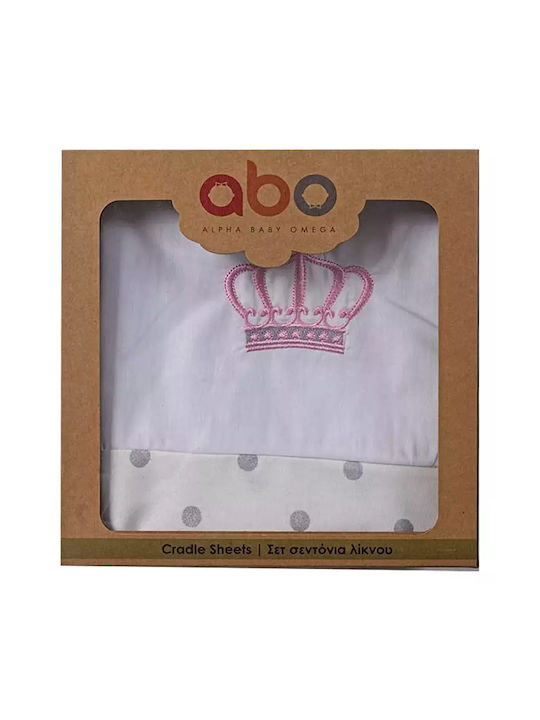 abo Queens Crown Seturi de cearșafuri pentru bebeluși Pentru Cradle Bumbac Roz 75x100buc 3buc