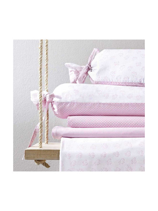 Nima Birdies Baby Sheets Set Crib Cotton Pink 115x180cm 3pcs