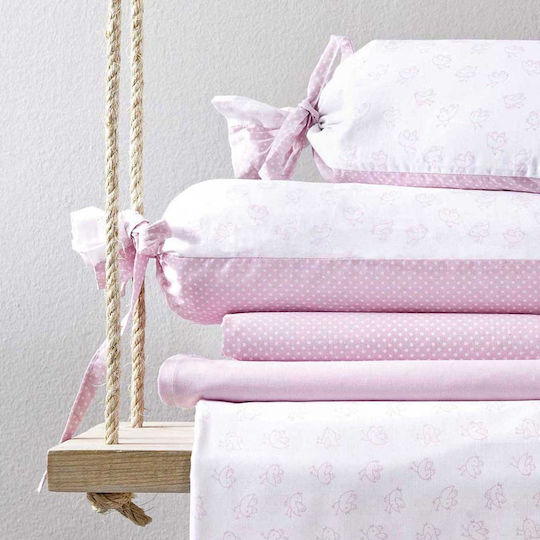 Nima Birdies Baby Sheets Set Crib Cotton Pink 115x180cm 3pcs