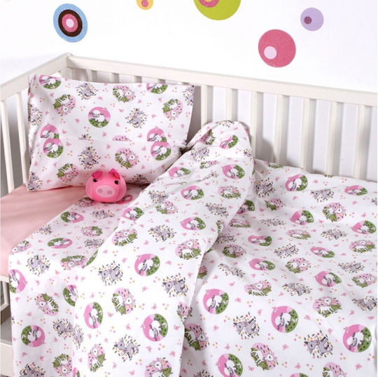 SB Home Elvin Baby Sheets Set Crib Cotton Pink 120x160cm 3pcs