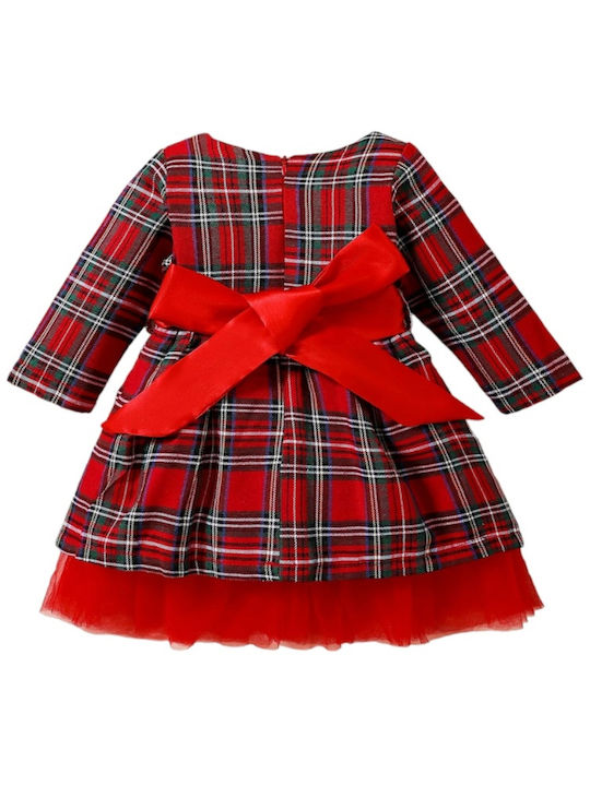 TakTakBaby Kids Dress Checked Long Sleeve red