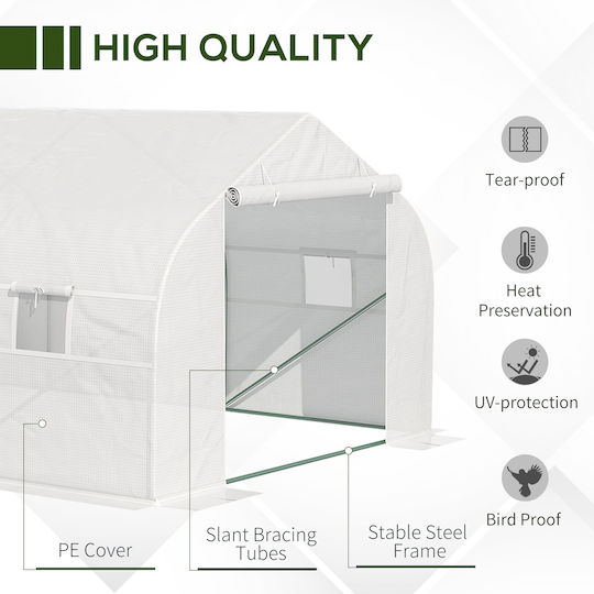Outsunny 845-011WT Θερμοκήπιο Τούνελ 6x3x2m