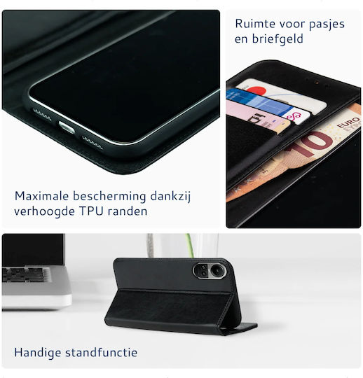 Rosso Element Pu Wallet Synthetic Leather Black (Oppo Reno10 Pro)