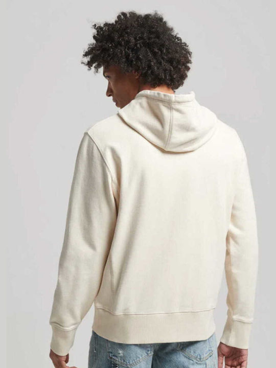 Superdry Men's Sweatshirt with Hood & Pockets Off White
