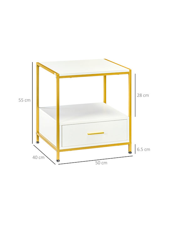 Noptiere Metalice Albe 2buc 50x40x55cm