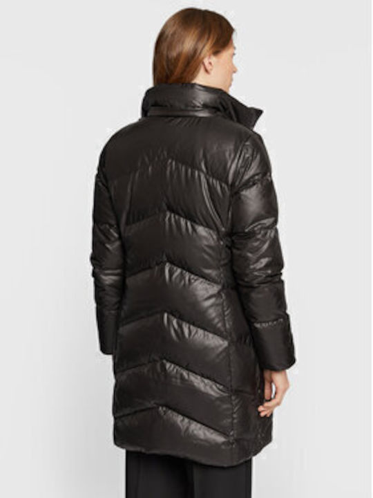 Kurz Damen Puffer Jacke für Winter Black.