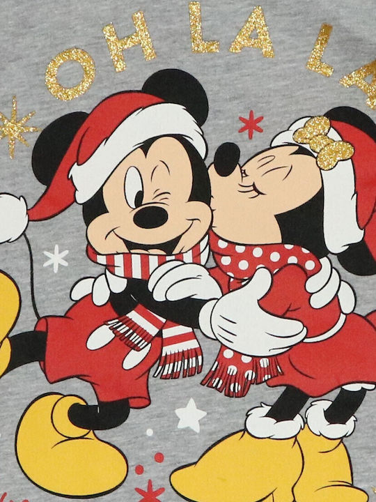 Disney Παιδική Πιτζάμα Χειμωνιάτικη Γκρι Minnie Mouse