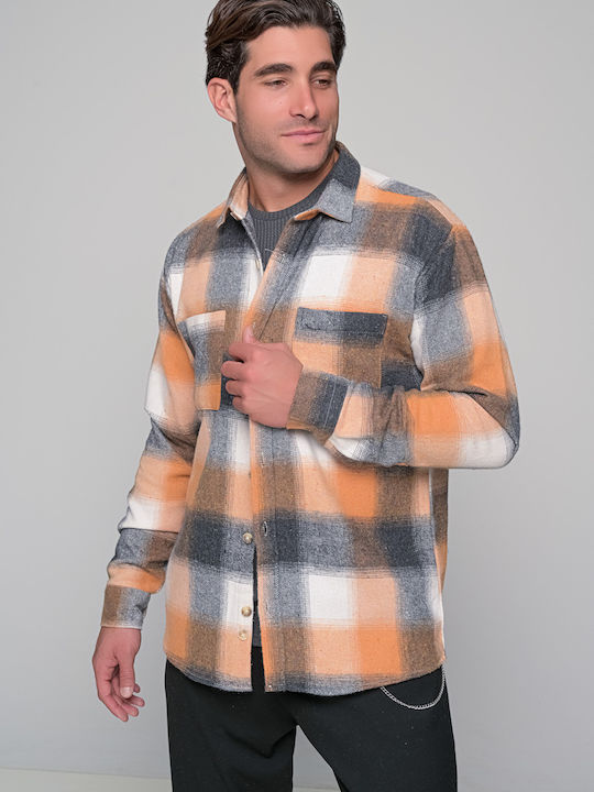 Ben Tailor Men's Shirt Long Sleeve Flannel Orange