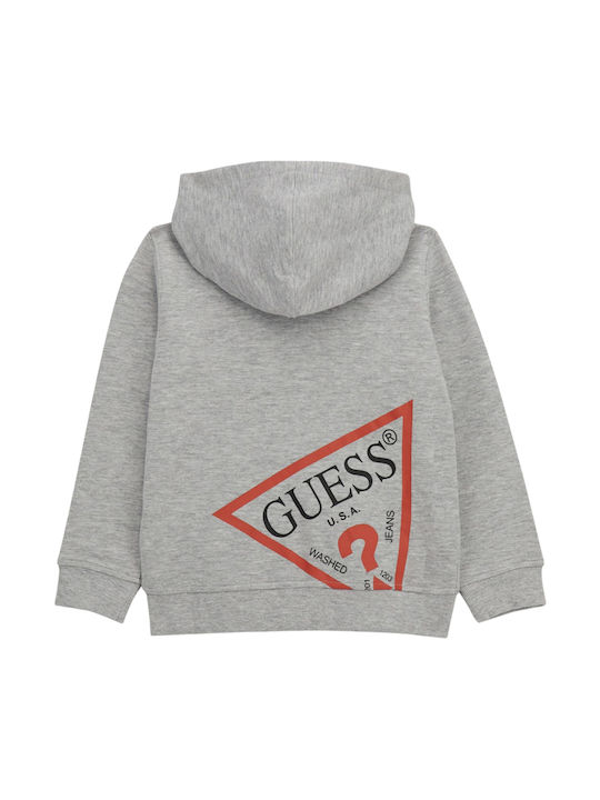 Guess Cardigan pentru copii Tricotat cu glugă gri