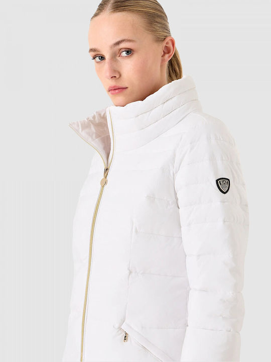 Emporio Armani Women's Short Puffer Jacket for Winter white