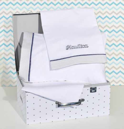 Nautica Set of Striped Beige Baby Sheets 75x110cm