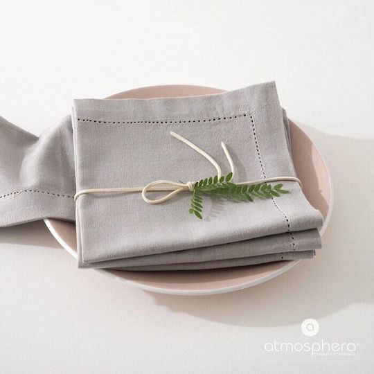 Atmosphera Салфетки Памучна Сет 4бр Chambray Сив 40x40бр