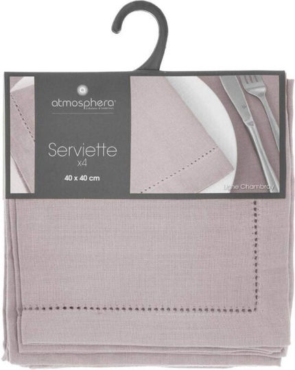 Atmosphera Салфетки Памучна Сет 4бр Chambray Сив 40x40бр