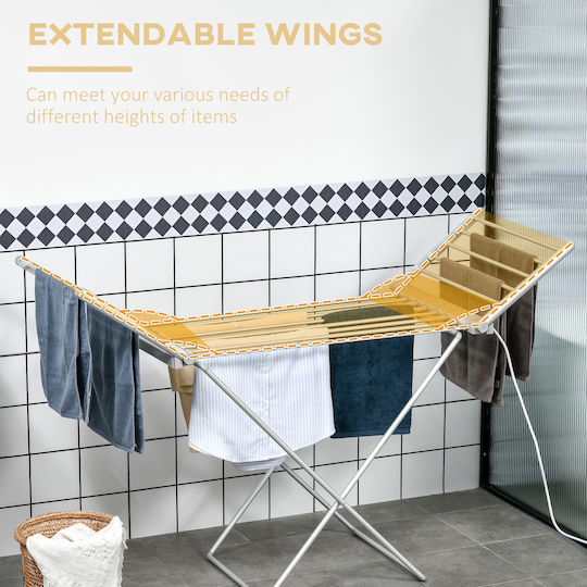 HomCom Aluminum Folding Electric Floor Clothes Drying Rack 144x53cm