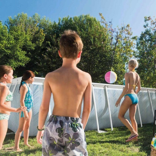 Intex Prism Frame Swimming Pool PVC 6836lt with Metallic Frame 400x200x100cm Gray