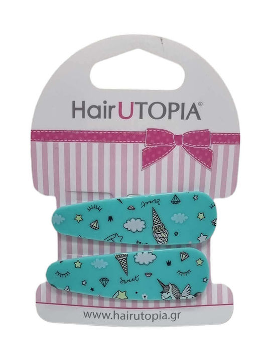 Hair Utopia Σετ Παιδικά Κοκαλάκια με Κλιπ Μονόκερος 2τμχ