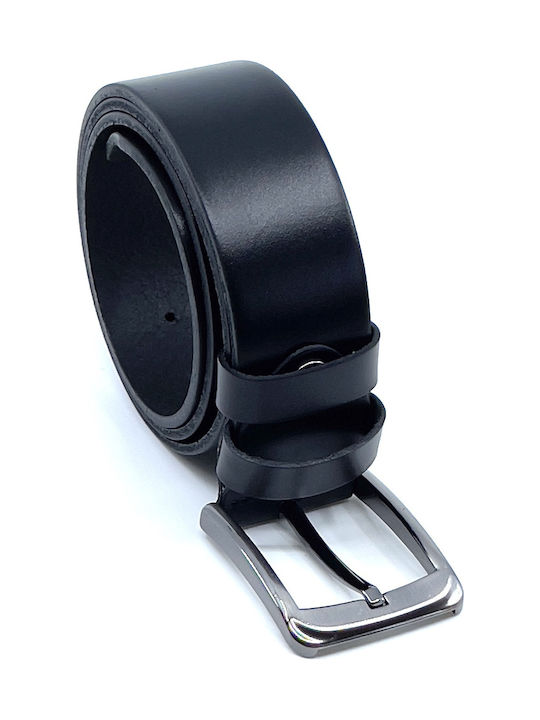 Wide Men's Belt Leather Black