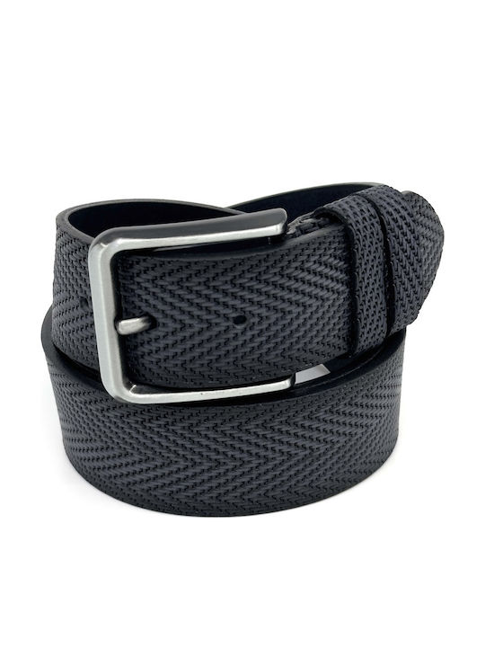 Wide Men's Belt Leather Blue