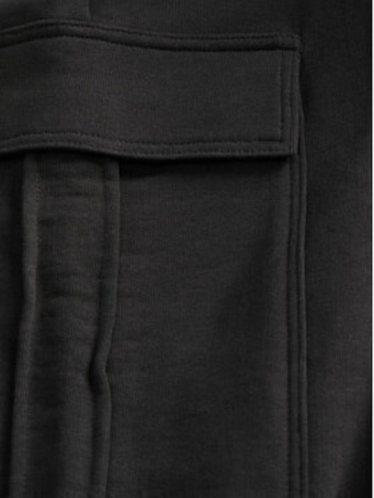 Women's Fabric Cargo Trousers Relaxed Fit Black