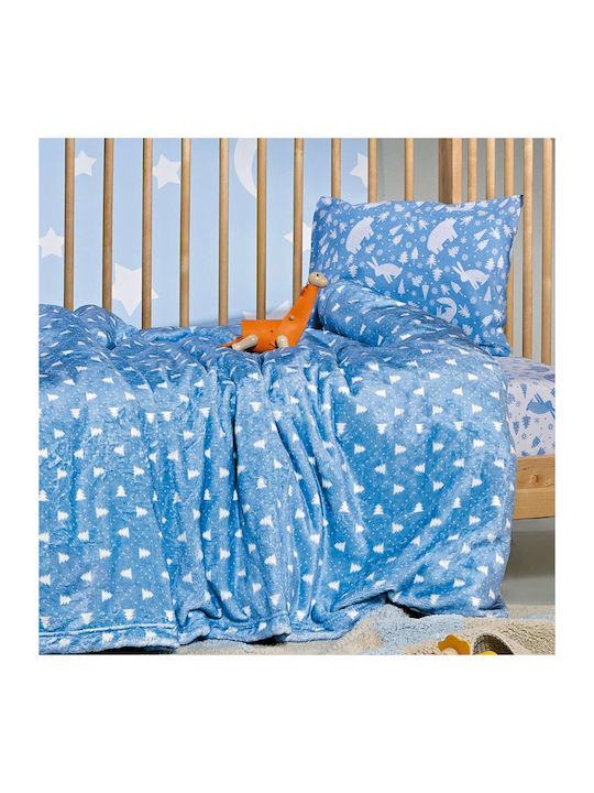 Kentia Blanket Cot Fleece Blue 100x140cm.