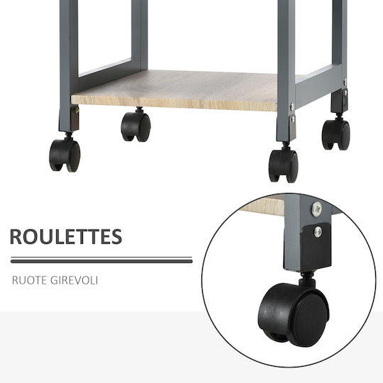 HomCom Metallisches Küchenregal Mit 3 Ebenen Grau 37x37x76cm