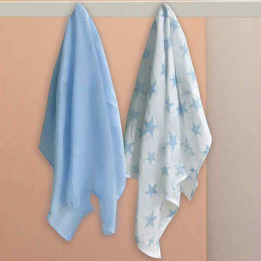 Palamaiki Musselin-Kuscheldecken Blau 75x75cm. 2Stück