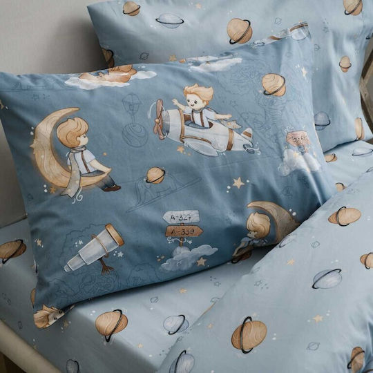 Vesta Home Kinderbettlaken Set Baumwollblau Travel 170x260cm 3 Stück