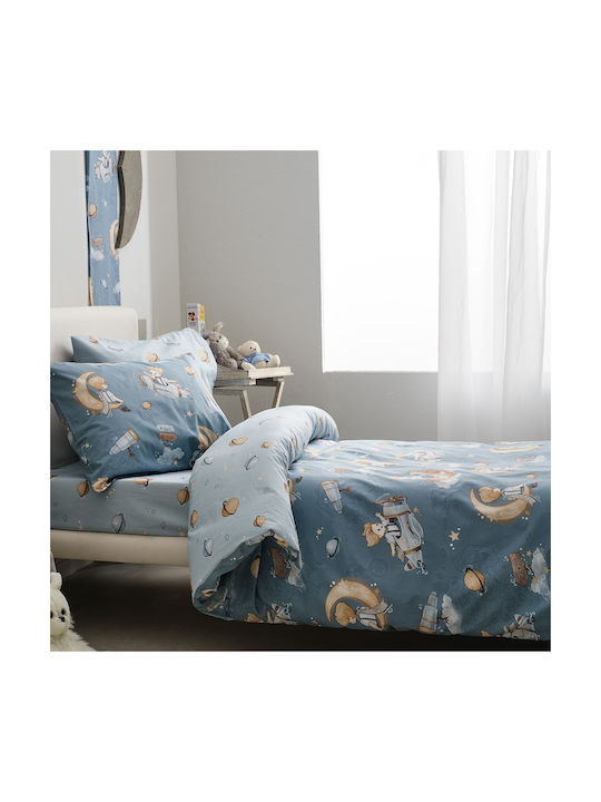 Vesta Home Single Cotton Sheets Set Travel Blue 170x260cm 3 Pieces