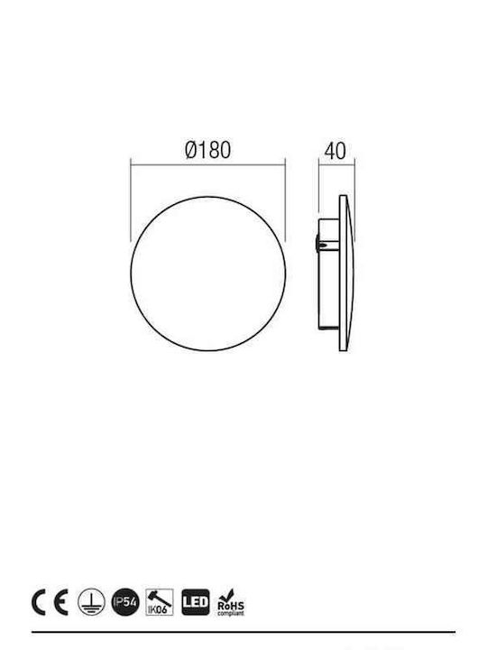 Redo Group Wandmontierte Außenleuchte LED IP54 12W mit Warmweiß Licht